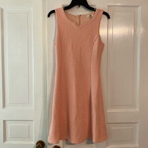 Pink dress with pearl & pattern detail